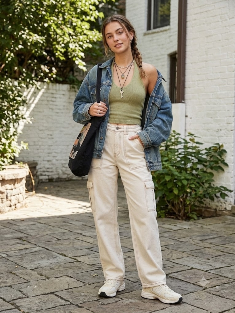 BDG Utility Cargo Pants Contrast Stitch Wide Straight Leg Y2K